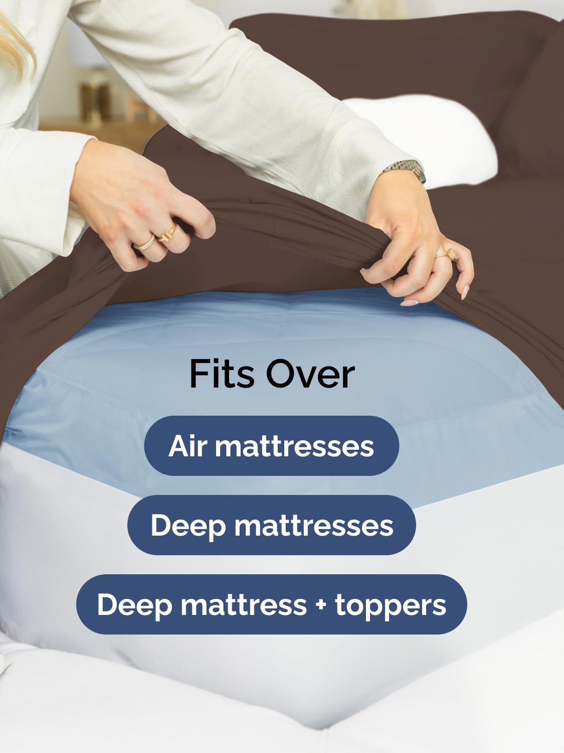 CGK Unlimited fitted sheet with stretch elastic keeps edges from slipping