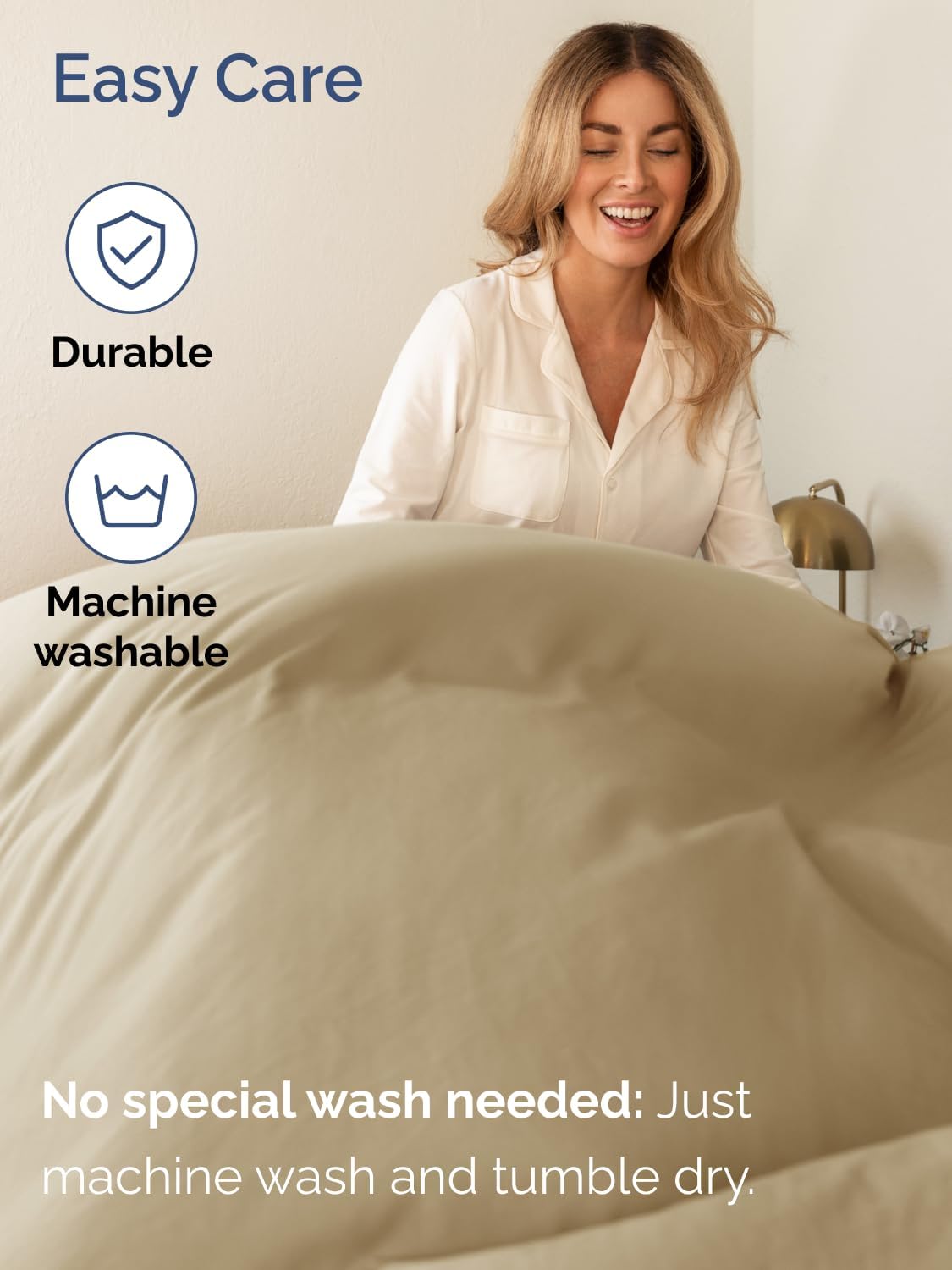 CGK Unlimited beige elastic edge close-up highlights secure, stretchable fit around the mattress.
