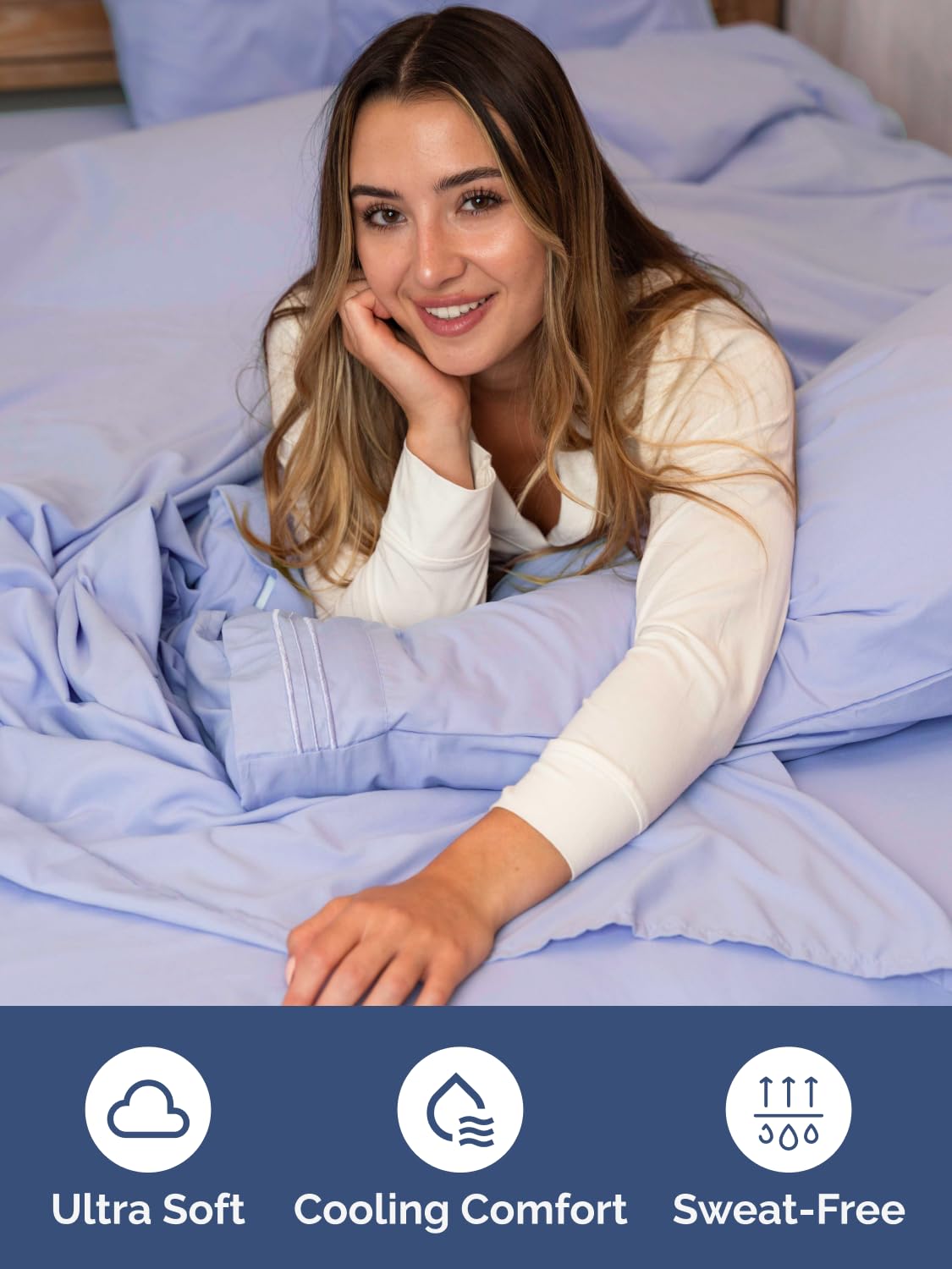 Close-up of CGK Unlimited lavender sheet, double-brushed for lasting softness and gentle skin feel