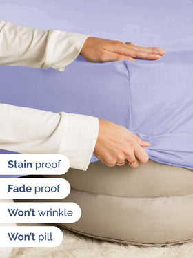 CGK Unlimited deep-pocket lavender sheet demonstrates wrinkle and fade resistance after washing