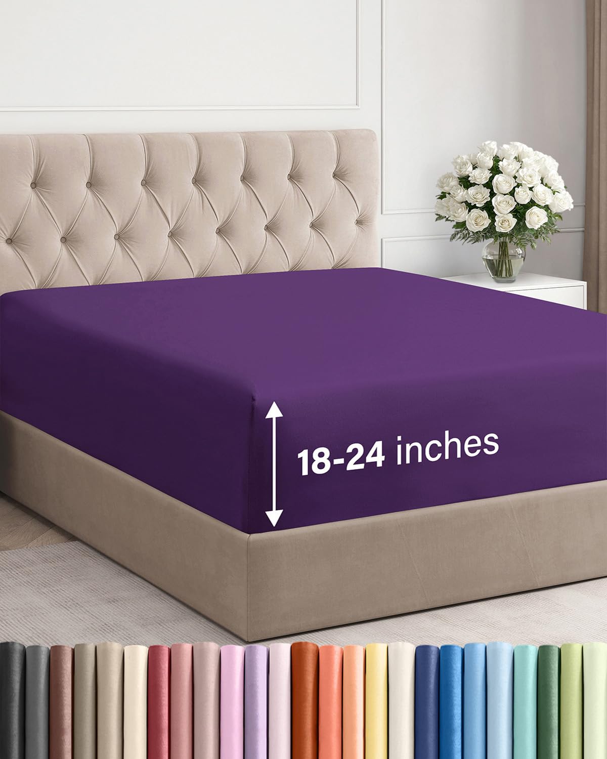 CGK Unlimited extra-deep king fitted sheet on bed with secure elastic fit.