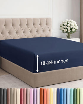 CGK Unlimited extra deep king fitted sheet, soft fabric for a cozy night's sleep.