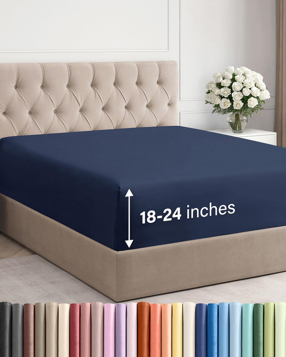 CGK Unlimited extra deep king fitted sheet, soft fabric for a cozy night's sleep.