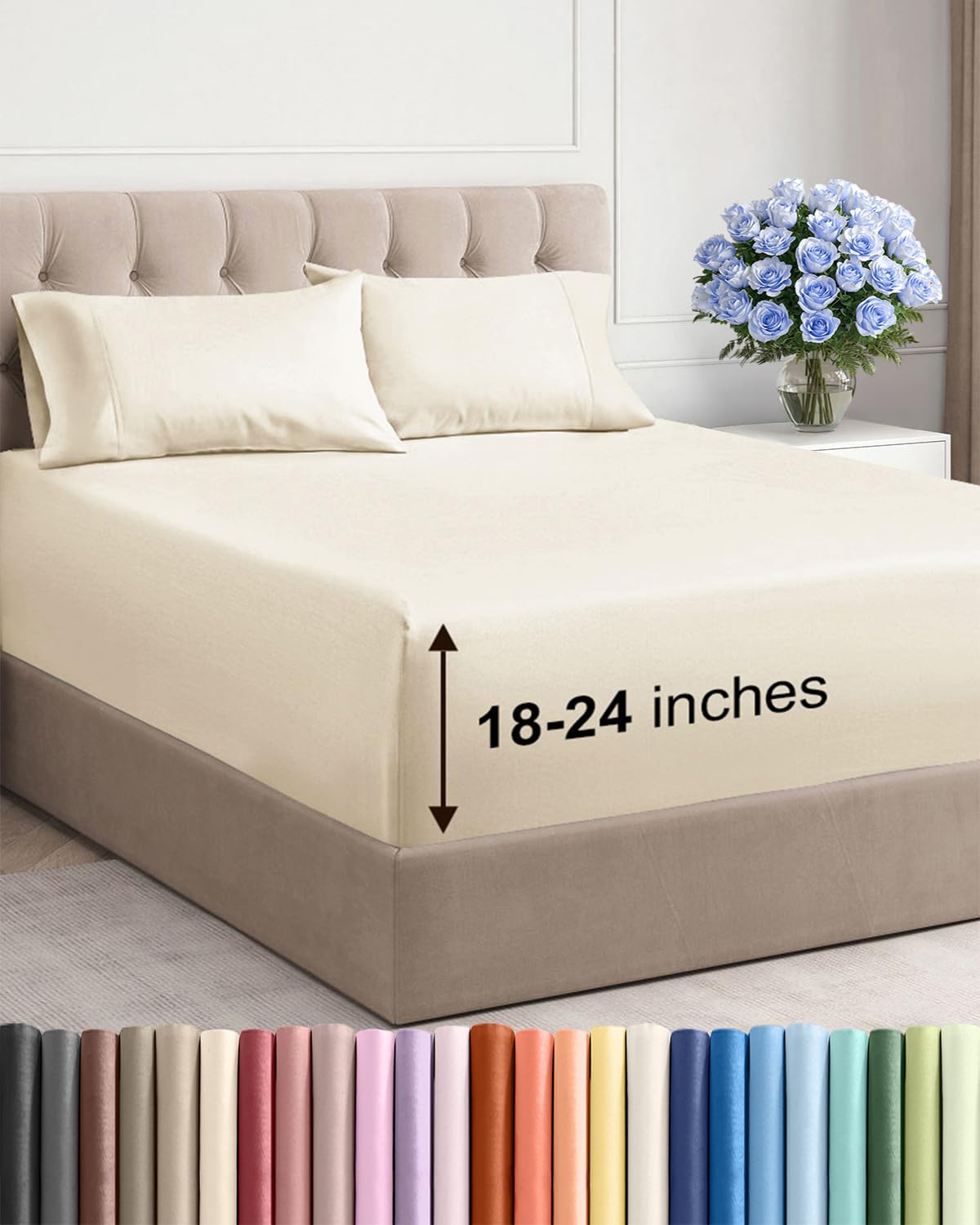 CGK Unlimited extra deep king flat sheet in oversized 111x102 for deep mattresses.