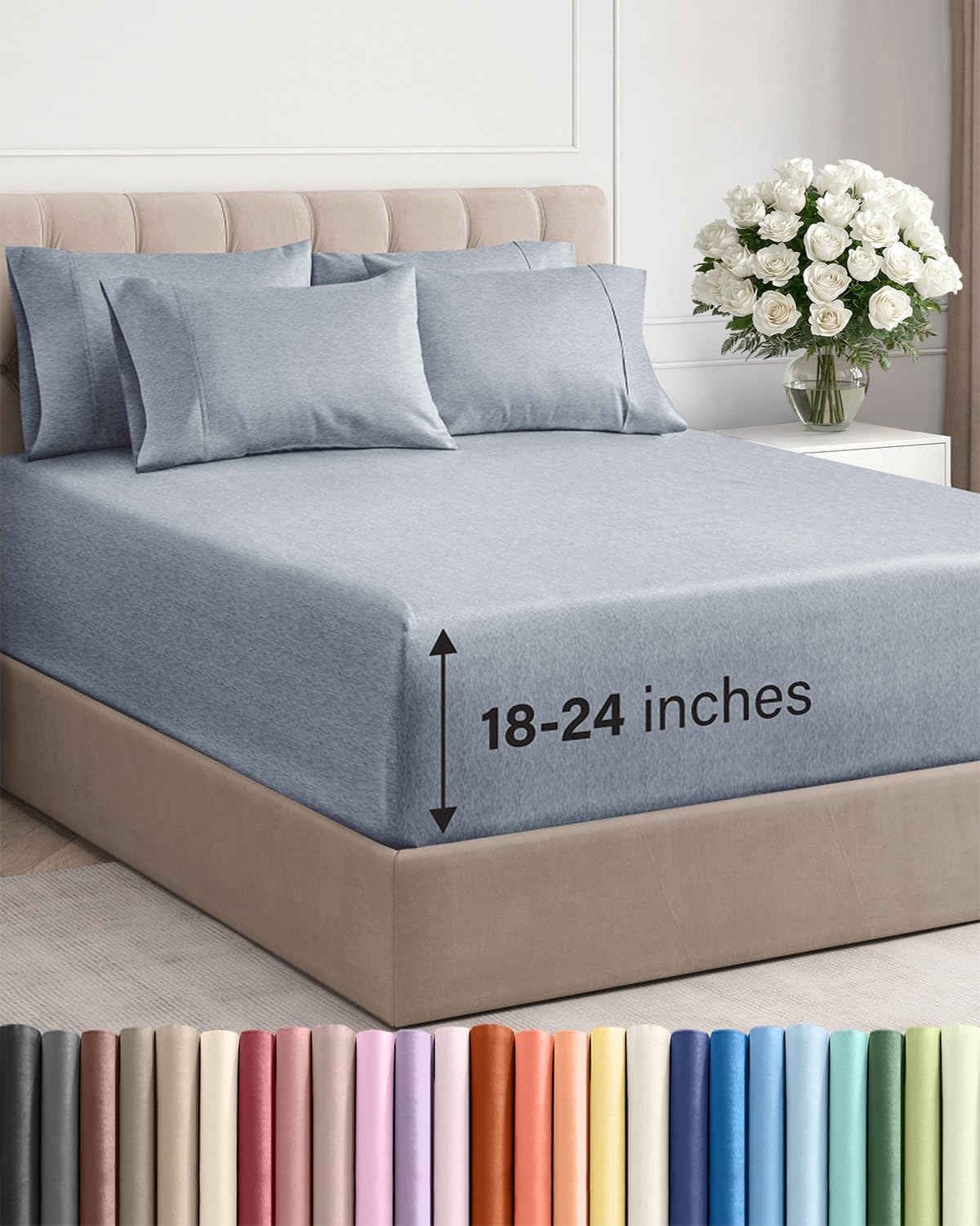 CGK Unlimited Extra Deep King flat sheet with a smooth, secure fit on a deep mattress