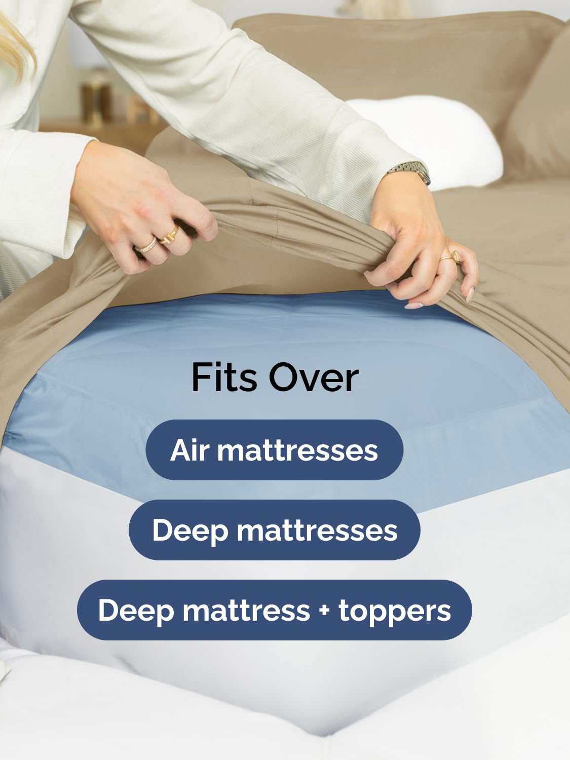CGK Unlimited microfiber close-up reveals ultra-soft, breathable fabric used in the set.