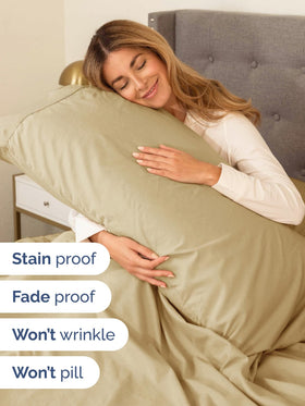 CGK Unlimited beige second pillowcase for coordinated, tidy bedding setup.