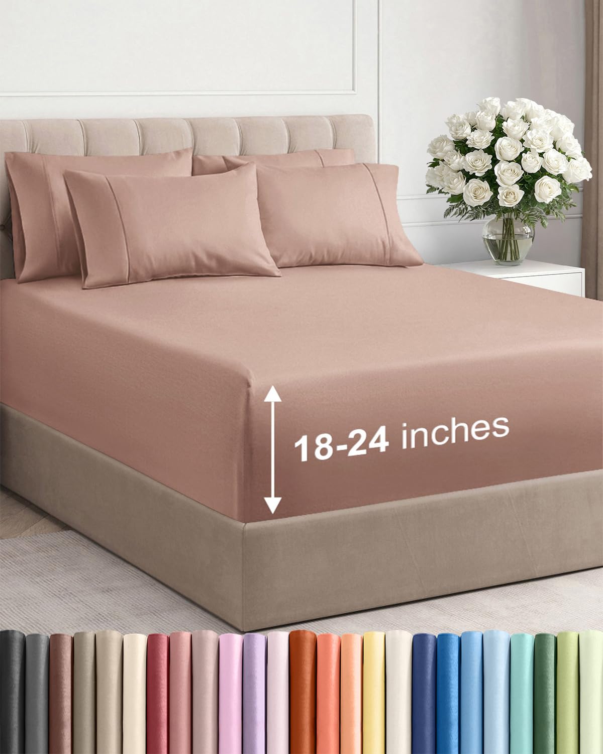 CGK Unlimited extra deep king sheet fitted on a tall mattress with secure 18-24 inch pockets