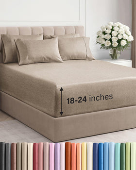 CGK Unlimited extra-deep king sheet set demonstrates a secure fit on tall mattresses.
