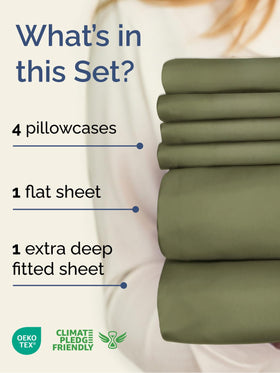 Secure elastic-fit fitted sheet hugging a deep mattress.