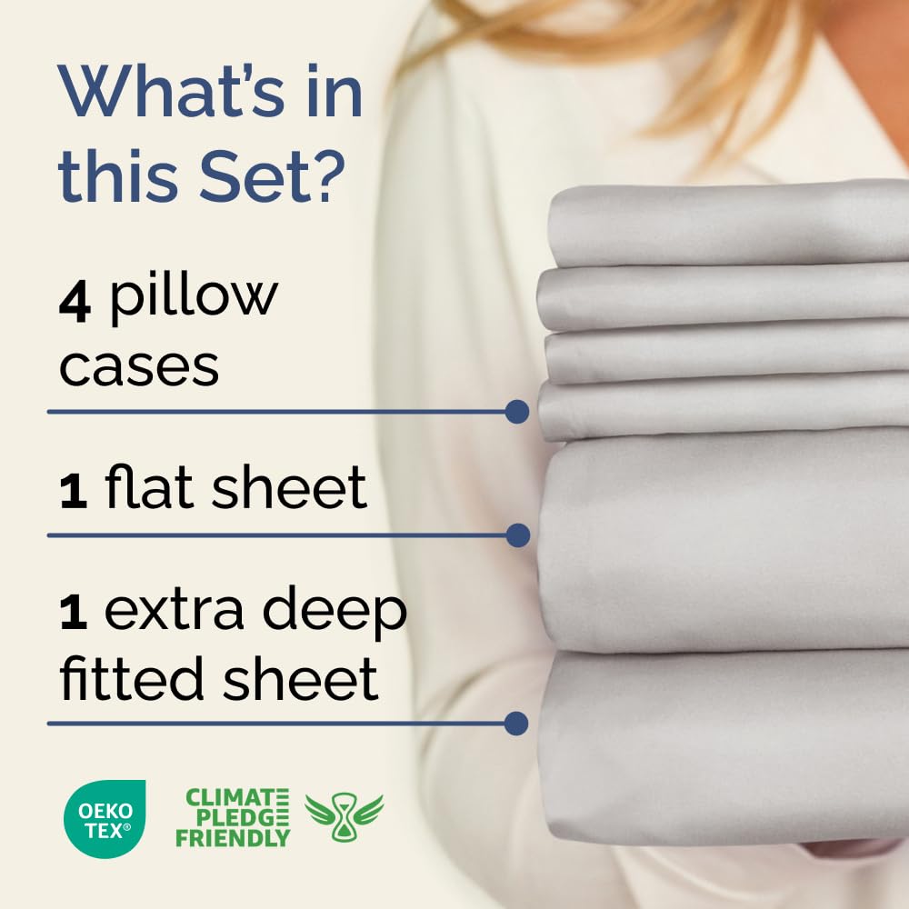 CGK Unlimited extra deep king sheet set fitted sheet demonstrates deep-pocket compatibility