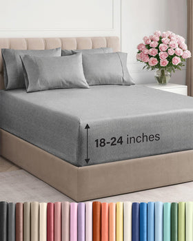 CGK Unlimited Extra Deep King Sheet Set on bed offers secure fit and breathable comfort.