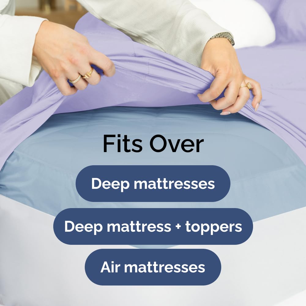 CGK Unlimited Extra Deep King Sheet Set microfiber closeup reveals ultra-soft fabric.