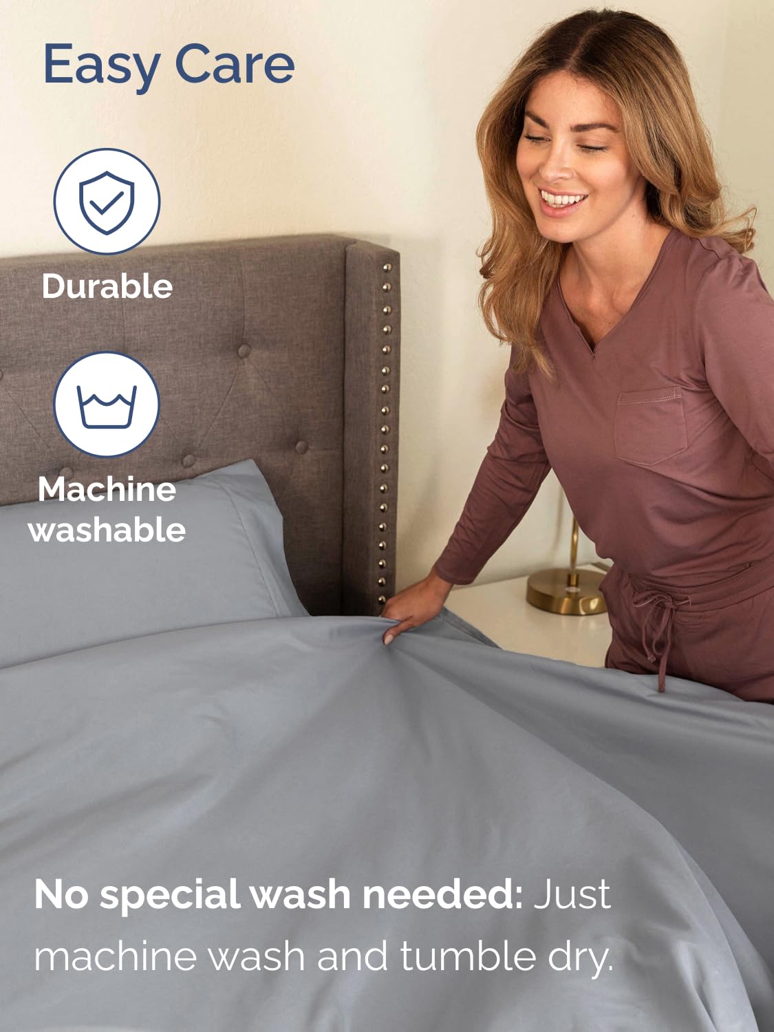 CGK Unlimited 4-piece set includes flat sheet, deep-pocket fitted sheet, and two pillowcases.