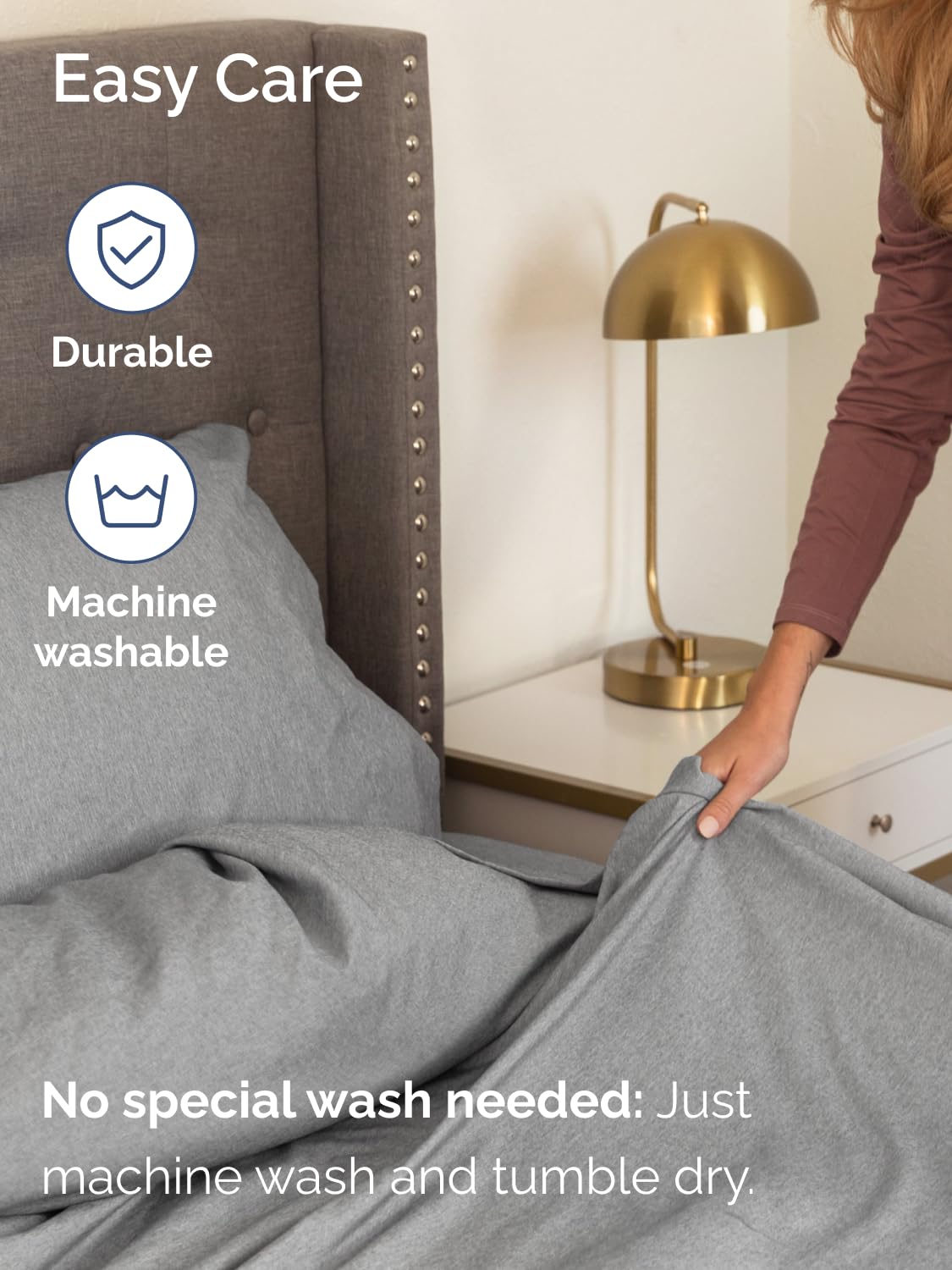 Wrinkle-resistant finish keeps sheets tidy after washing and drying.