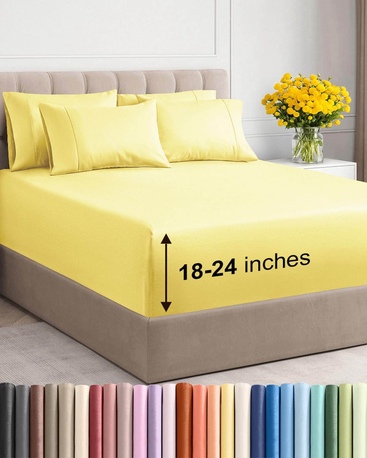 CGK Unlimited extra deep king sheets with secure elastic fit for tall mattresses.