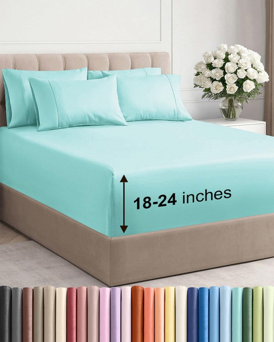 CGK Unlimited extra deep pocket Cal King fitted sheet with stretchable elastic for a secure fit