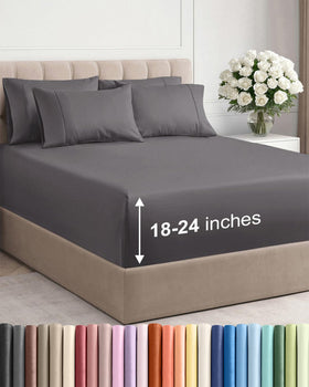 CGK Unlimited extra deep pocket cal king sheets grip a tall mattress securely.