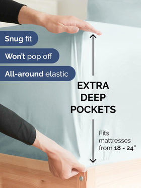 CGK Unlimited extra-deep-pocket sheet ensuring secure fit around thick mattress