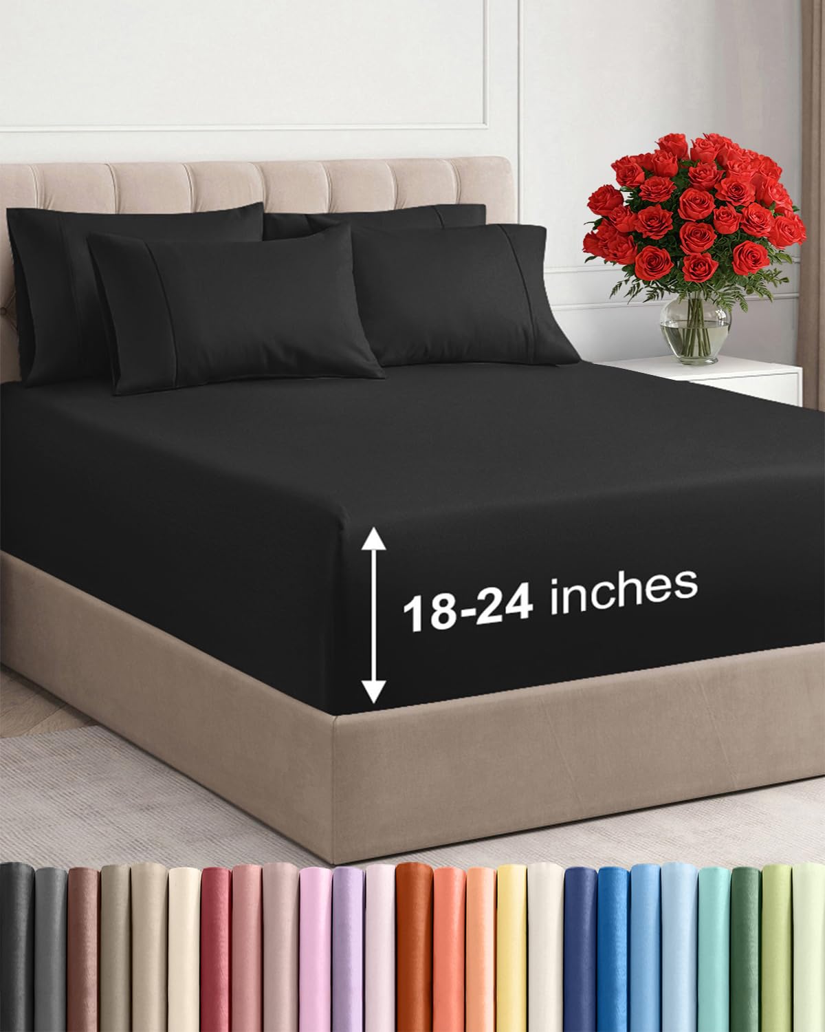 CGK Unlimited extra-deep pockets Cal King fitted sheet for secure mattress grip