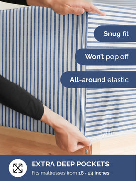 CGK Unlimited deep-pocket fitted edge secures onto bulky toppers