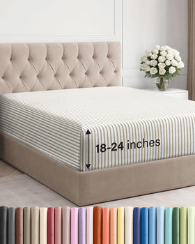CGK Unlimited extra deep queen fitted sheet front view showing secure fit