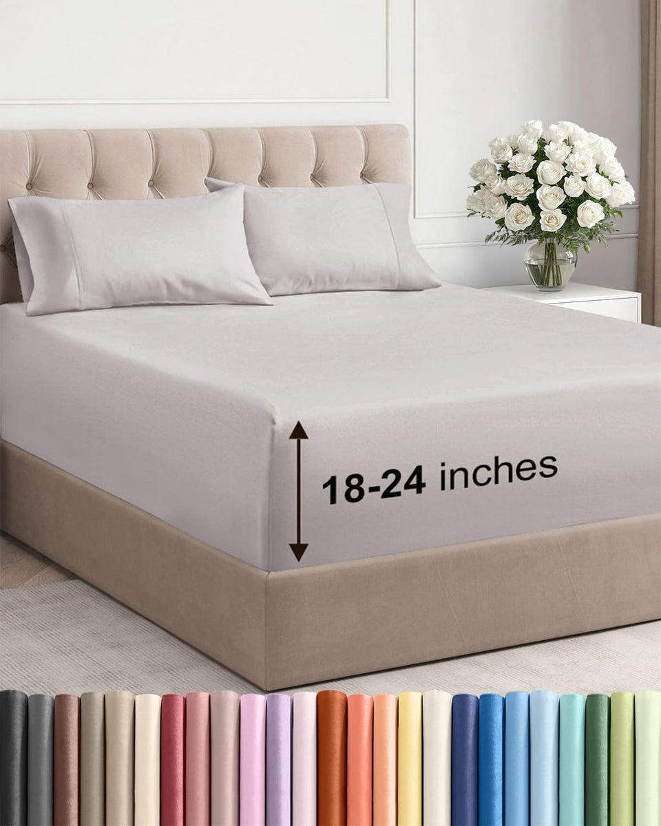 CGK Unlimited extra deep queen flat sheet ideal for 18–24 inch mattresses with a secure fit