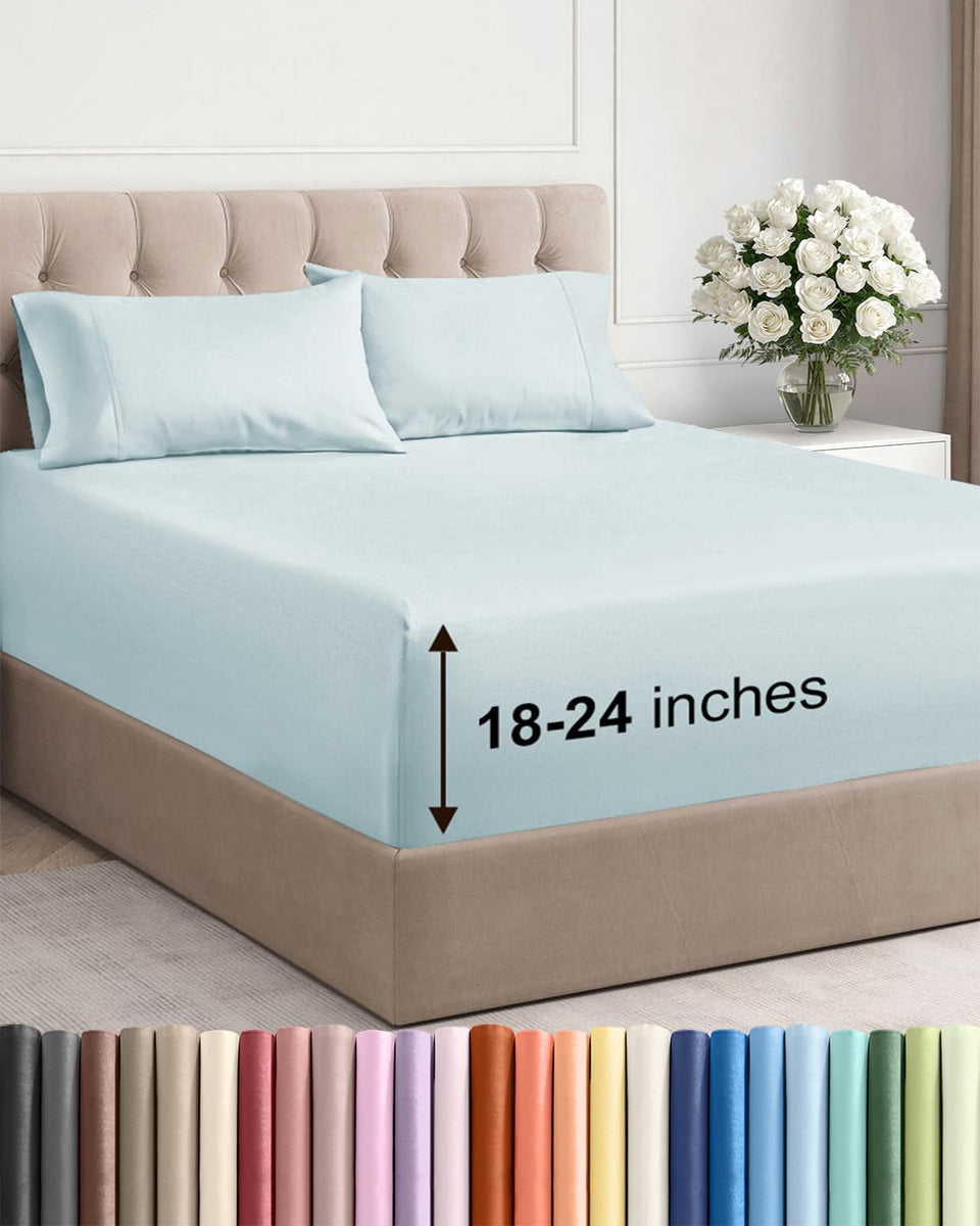 CGK Unlimited extra deep queen flat sheet (95x102) provides a smooth surface for thick mattresses