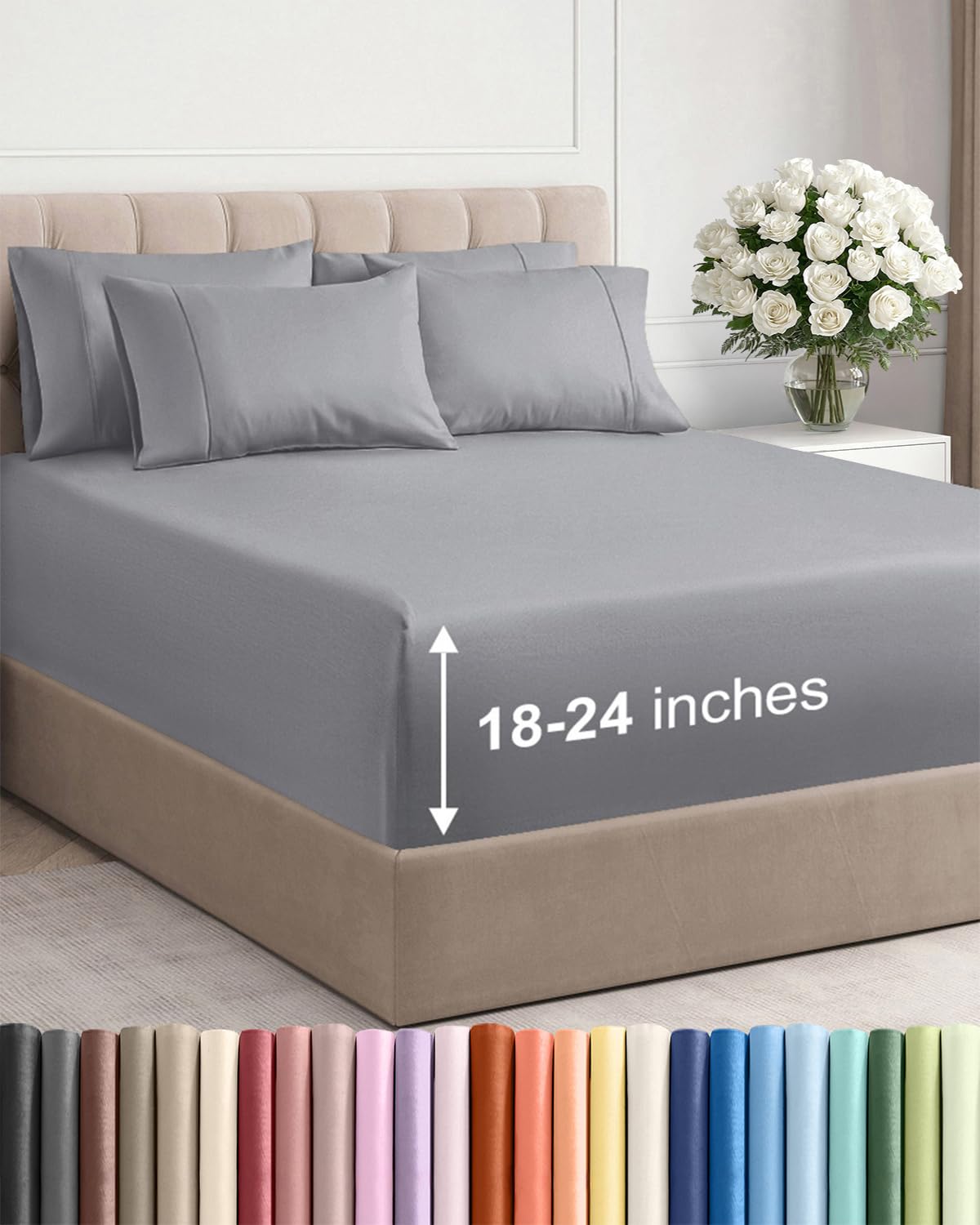 CGK Unlimited extra-deep queen flat sheet close-up; soft and breathable.