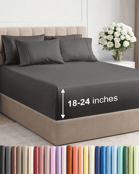 CGK Unlimited extra deep queen fitted sheet on a mattress with a snug elastic fit.