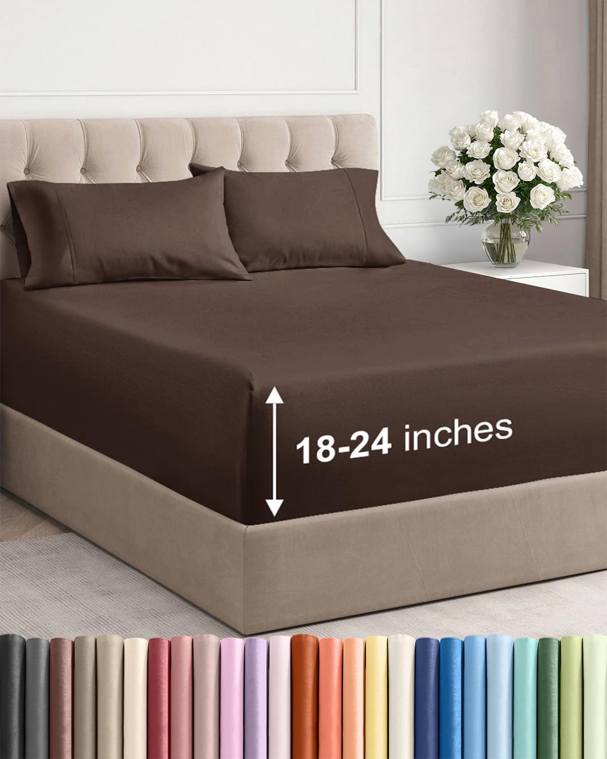 CGK Unlimited extra deep queen flat sheet on bed for a smooth, tidy top layer