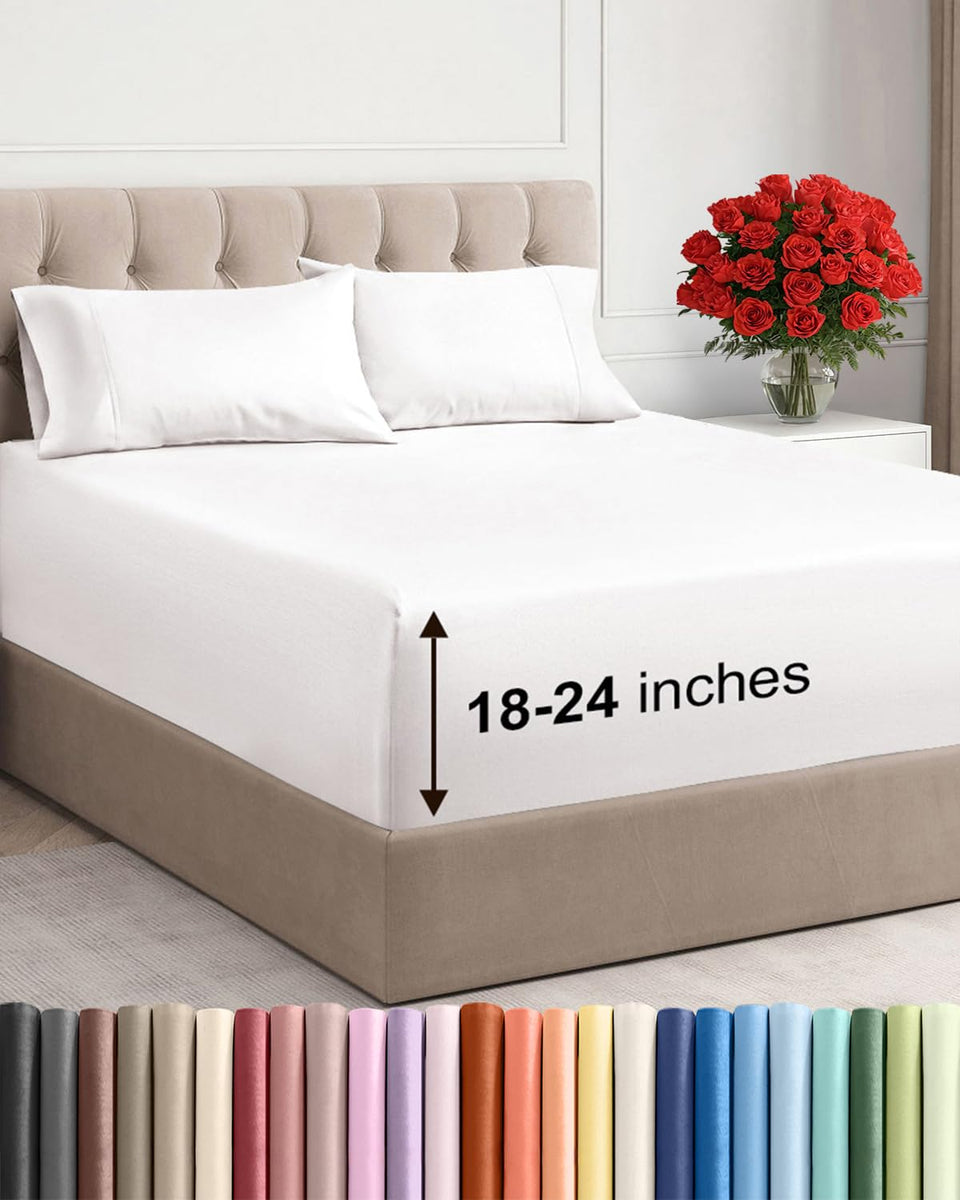 CGK Unlimited extra deep queen flat sheet shows soft, breathable comfort for daily use.