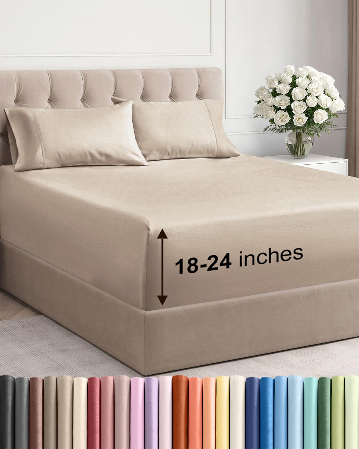 CGK Unlimited Extra Deep Queen Sheet Set folded for soft, ready-to-use bedding.