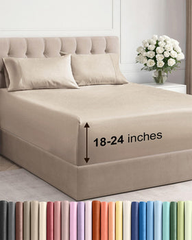 CGK Unlimited Extra Deep Queen Sheet Set folded for soft, ready-to-use bedding.
