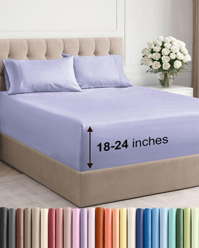 CGK Unlimited extra-deep queen sheet lavender fabric close-up showing breathable softness