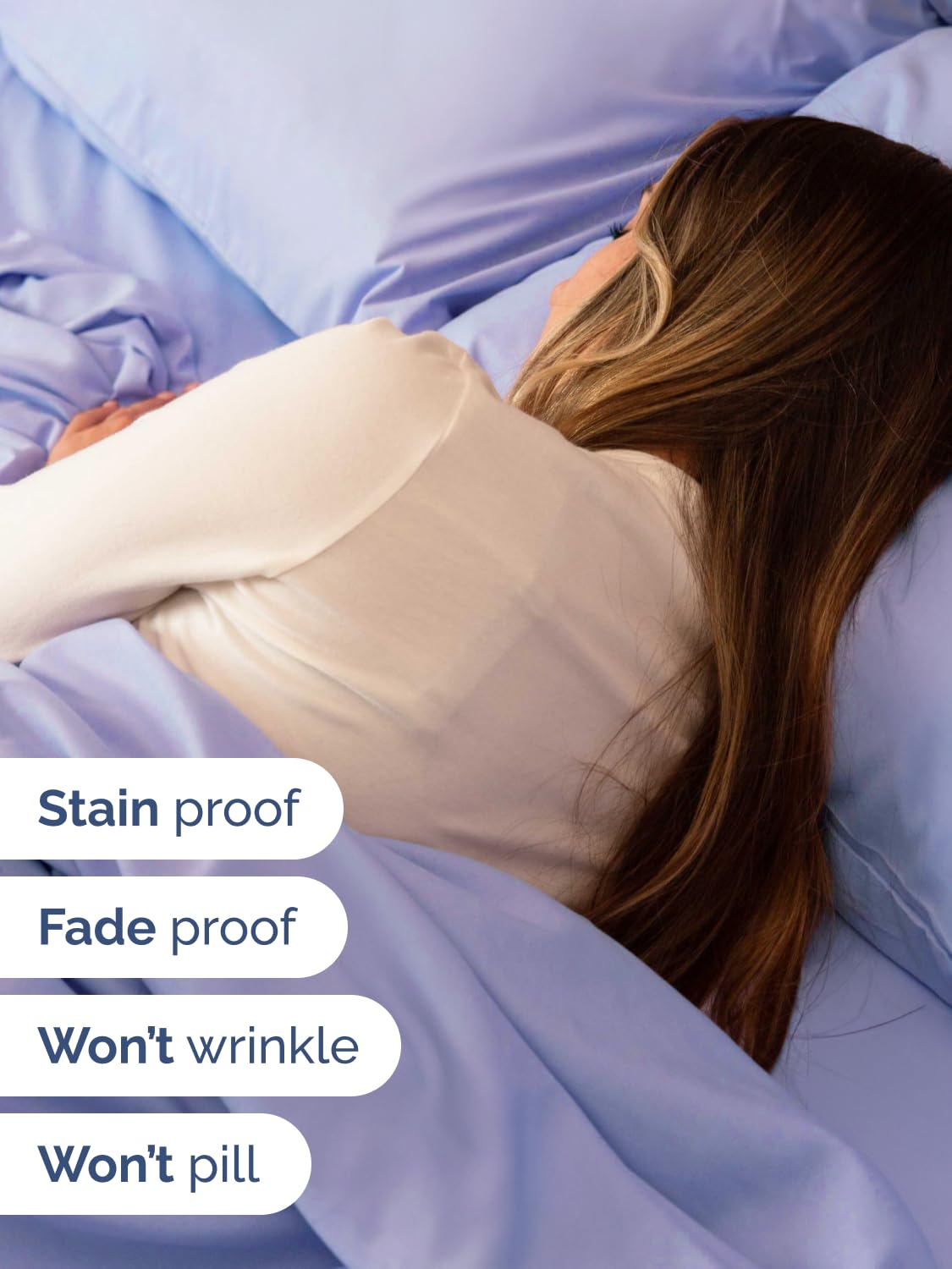 CGK Unlimited lavender fitted sheet stretch demonstrates secure fit