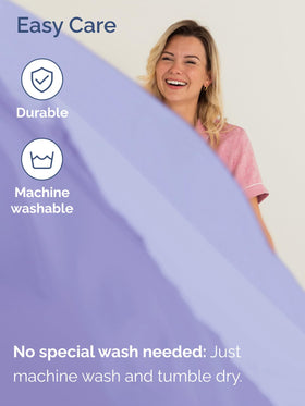 CGK Unlimited lavender mattress topper compatibility image highlights topper-friendly fit