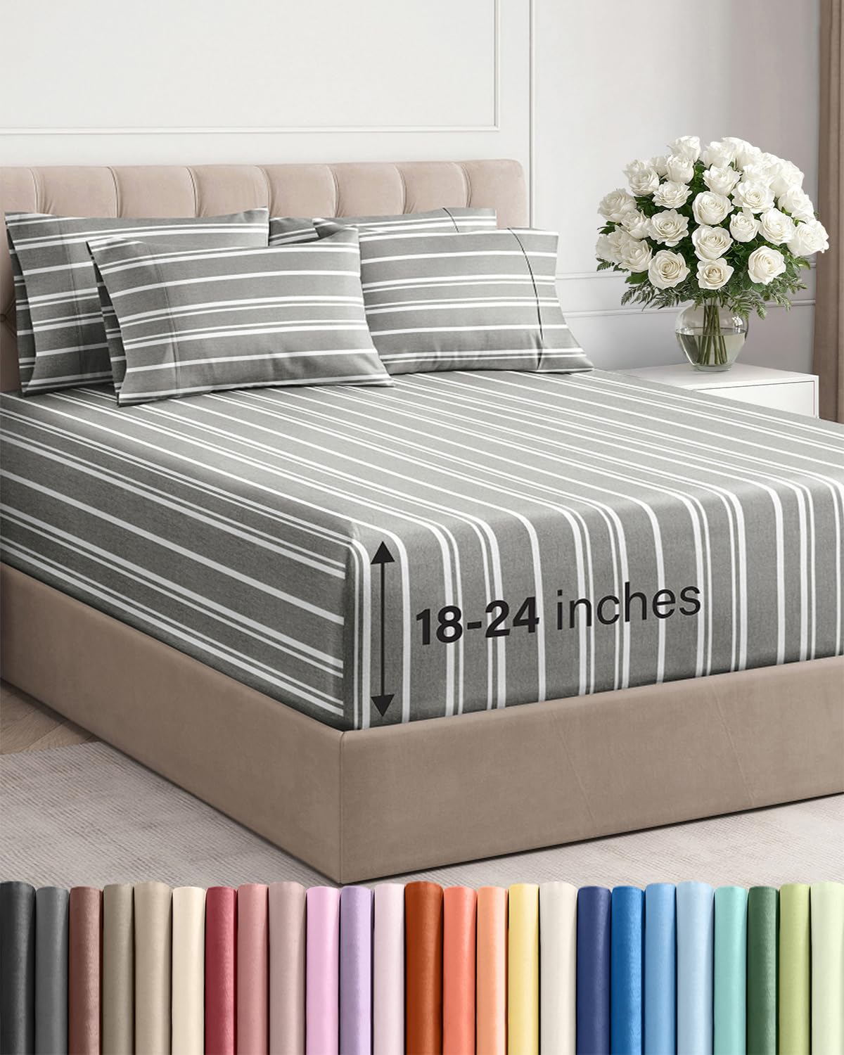 CGK Unlimited extra-deep queen sheets with elastic fit for 18-24 inch pockets
