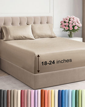 CGK Unlimited extra deep queen sheet set shows topper-friendly fit for tall mattresses