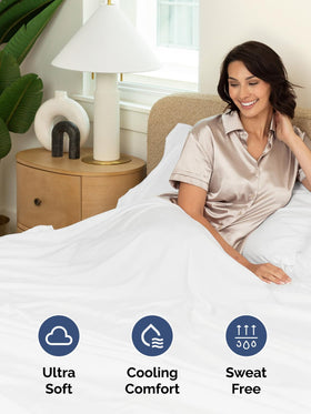 CGK Unlimited deep-pocket design keeps sheets in place on very tall mattresses.