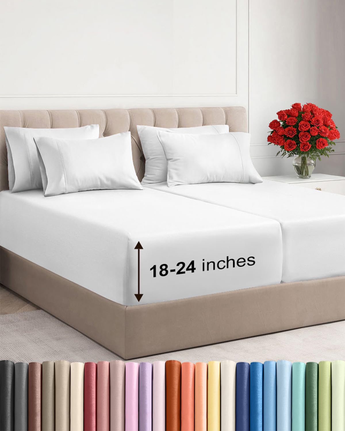 CGK Unlimited extra deep split king flat sheet offers breathable comfort for all-night rest.