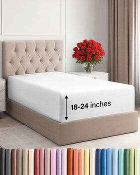 CGK Unlimited extra deep twin fitted sheet with 18–24 inch pocket for secure fit.