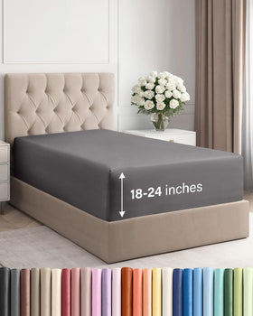 CGK Unlimited extra-deep Twin XL fitted sheet with 21-inch pocket depth for a snug dorm mattress