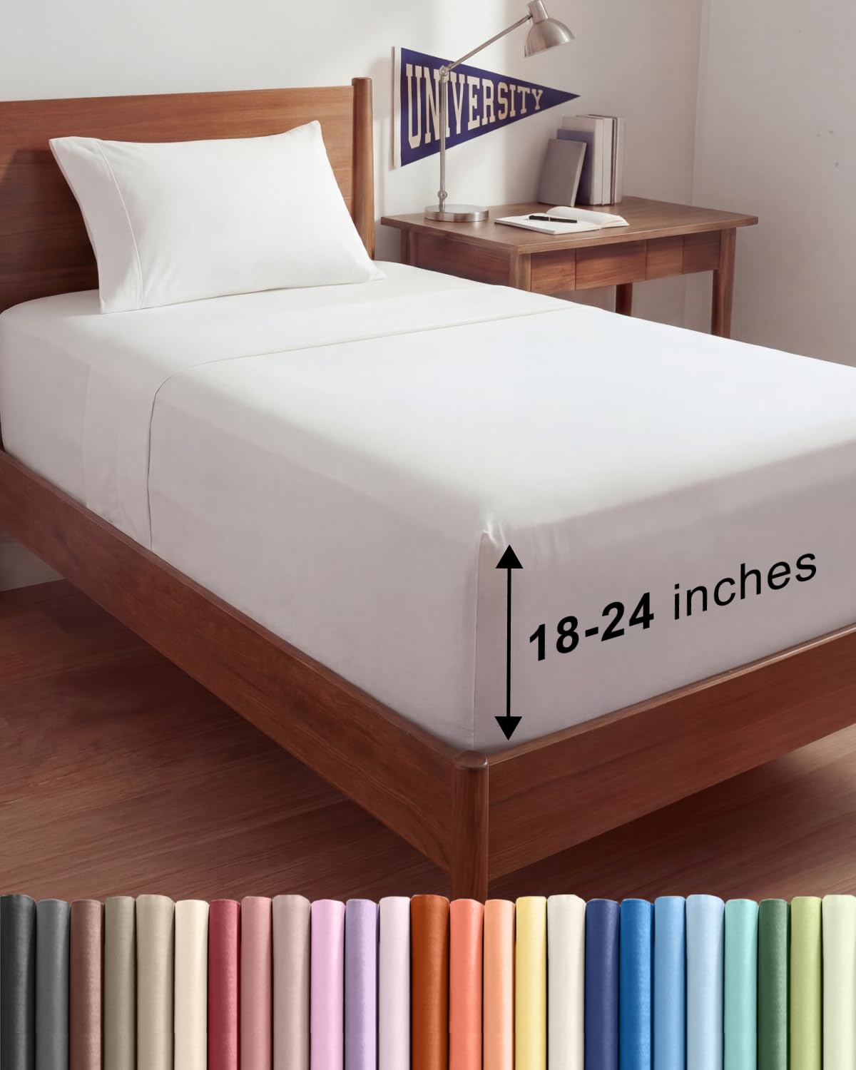 CGK Unlimited extra-deep twin-xl flat sheet provides secure coverage for mattresses up to 24 inches.