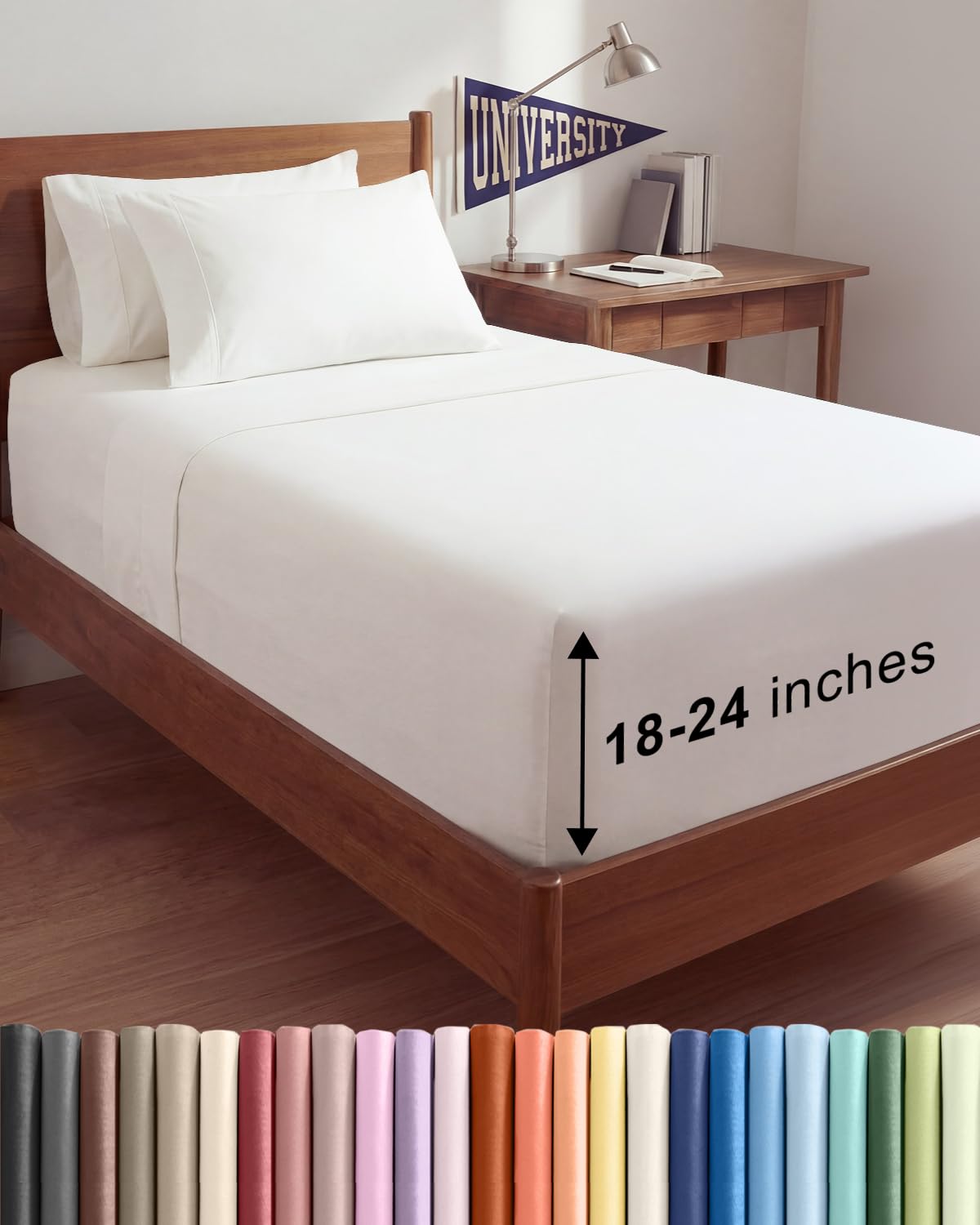 CGK Unlimited extra-deep twin-xl flat sheet for dorm beds with soft microfiber.