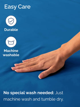CGK Unlimited fade‑resistant royal blue king sheet maintains color.