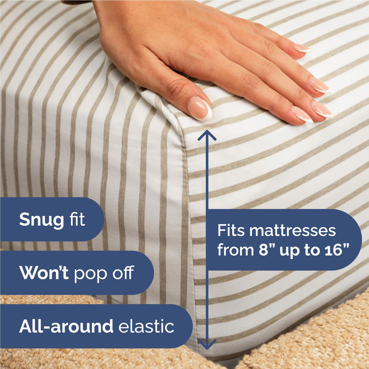 CGK Unlimited deep pockets keep sheets snug on mattresses up to 16 inches