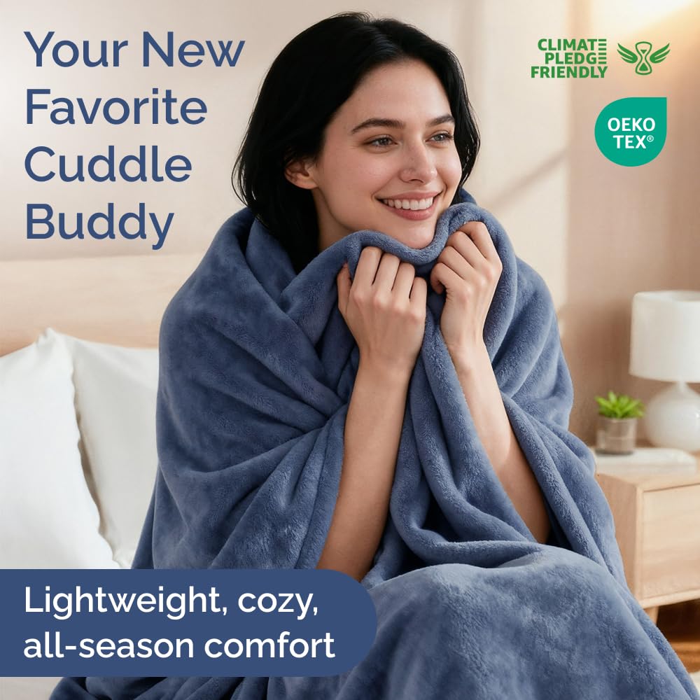CGK Unlimited flannel fleece blanket drape showcases lightweight warmth.