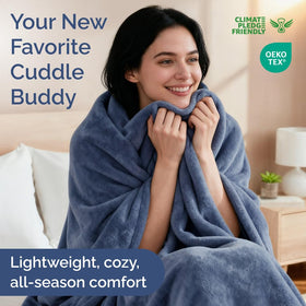 CGK Unlimited flannel fleece blanket drape showcases lightweight warmth.