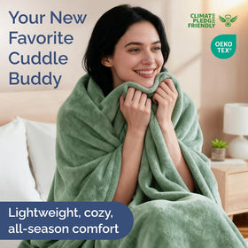 CGK Unlimited Flannel Fleece Throw on sofa promotes comfortable movie nights